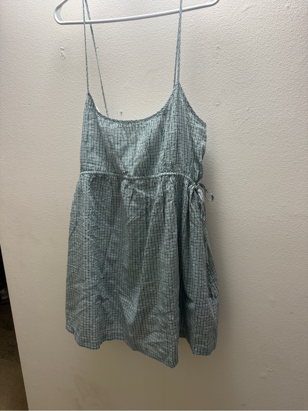 Abercrombie & Fitch Light Blue Check Gingham Spaghetti Strap Romper